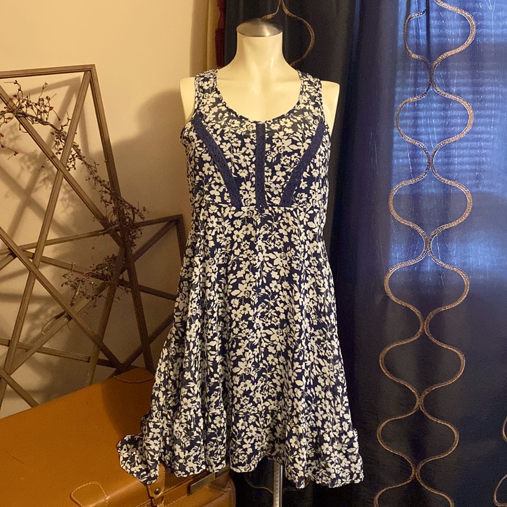 Blue and white floral sundress by Maurice’s.